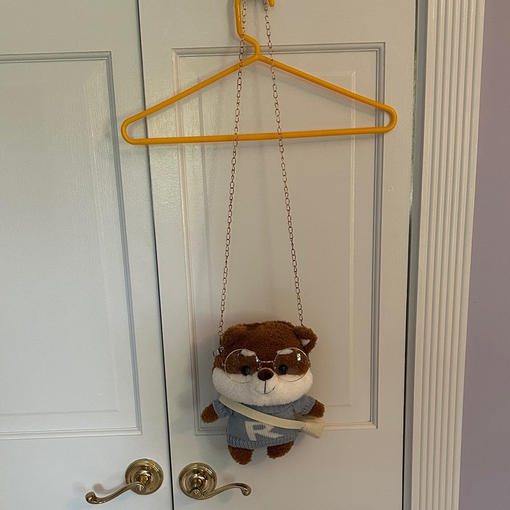 Brown and Gray Bear Plush Bag